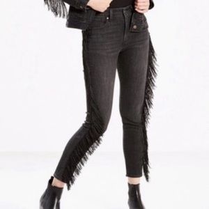 Womens Levis High Waist Ankle Skinny Fringe
